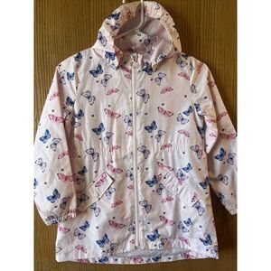 H&M Girls Butterfly Pink Windbreaker Jacket w/Detachable Hood - Size 7-8
